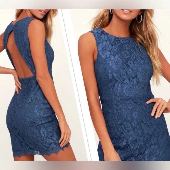 Lulus | Dresses | Lulus Rhythm Of Love Blue Lace Backless Dressnwt Large |  Poshmark